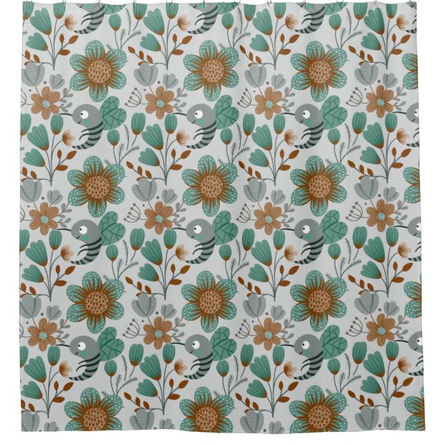 Colorful Spring Pattern Shower Curtain (Front)