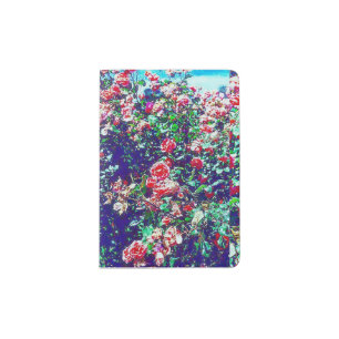 Colorful Spring Rose Bushes Passport Book Holder
