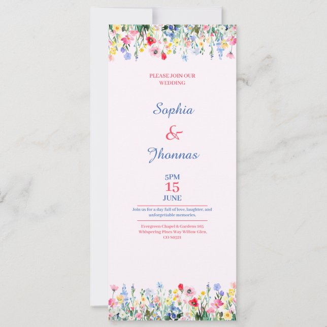 colorful spring season wedding invitation (Front)