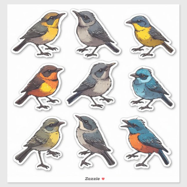 Colorful Spring Songbird Sticker Set Collection 🐦 (Sheet)