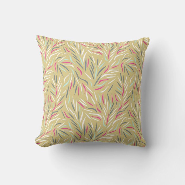 Colorful Spring Summer Foliage Pattern Throw Pillow (Front)