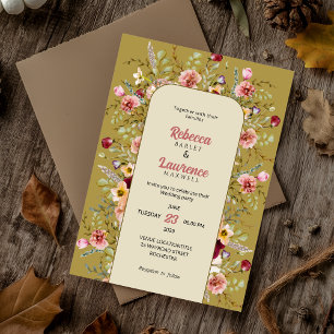 Colorful spring summer meadows wedding invitation
