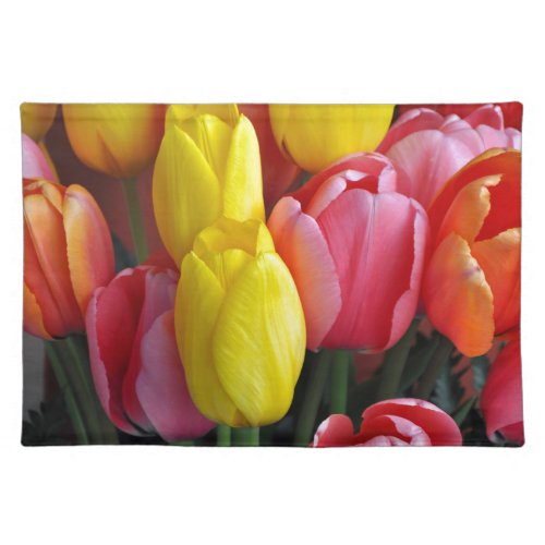 Colorful spring tulips bouquet placemat