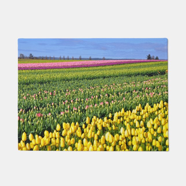 Colorful spring tulips doormat (Front)