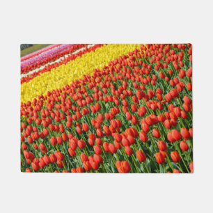 Colorful spring tulips doormat