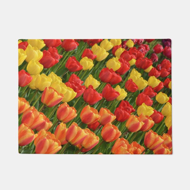Colorful spring tulips doormat (Front)