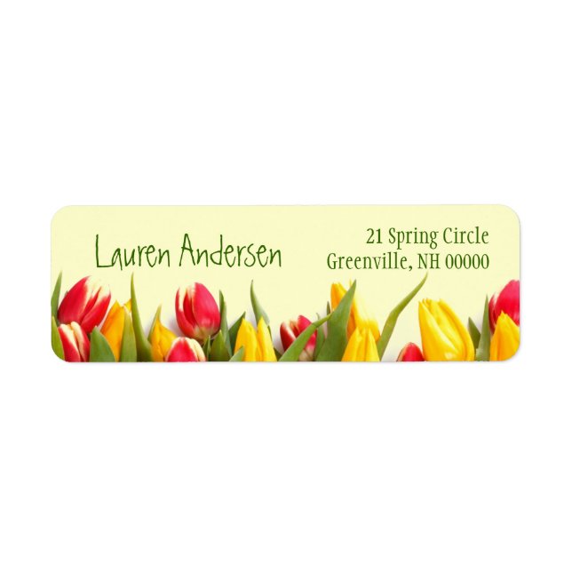 Colorful Spring Tulips Floral Personal Address Label (Front)