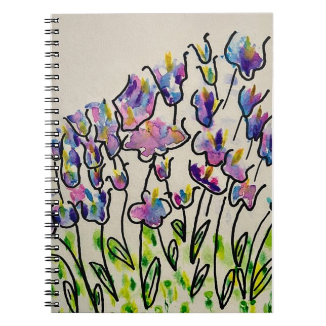 Colorful Spring Tulips Greeting Notebook (Front)