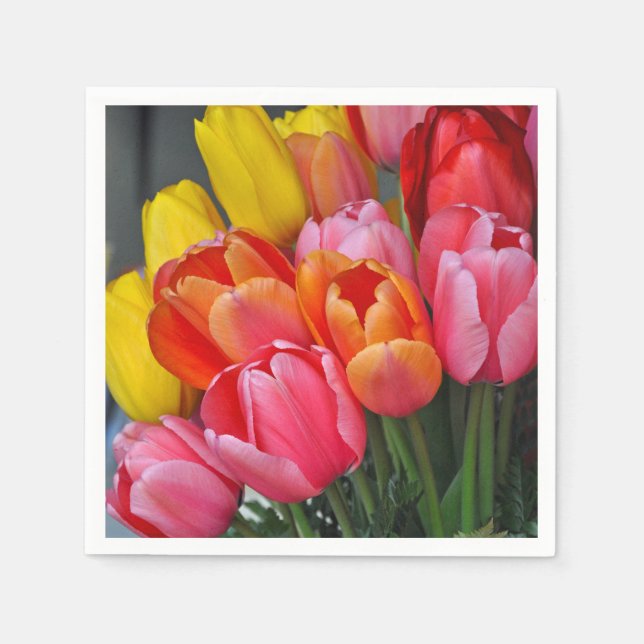 Colorful spring tulips napkins (Front)