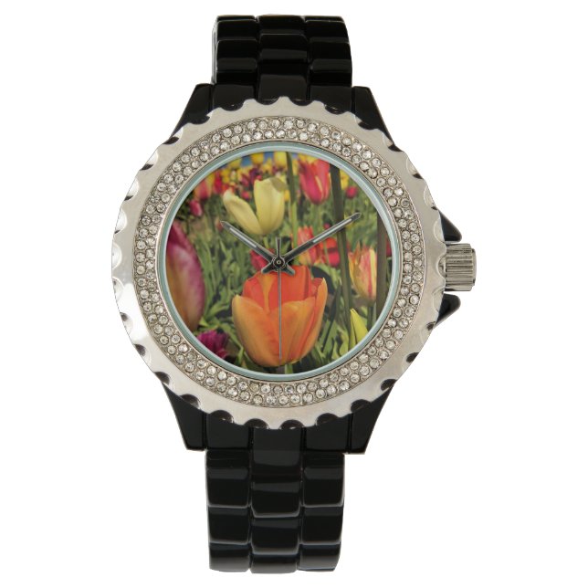 Colorful Spring Tulips Watch (Front)