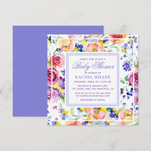 Colorful Spring Watercolor Baby Shower Invitation