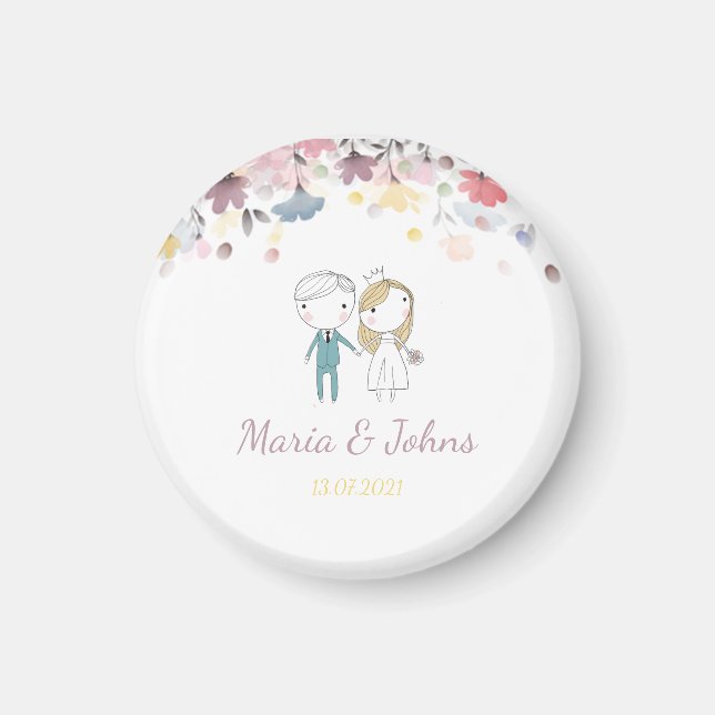 Colorful Spring Watercolor Floral  Magnet (Front)