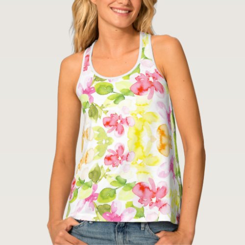Colorful Spring Watercolor Floral Tank Top