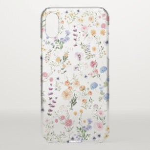 Colorful Spring Wild Flower Garden Monogram iPhone X Case