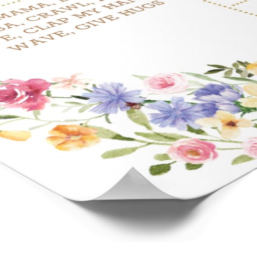 Colorful Spring Wildflower 1st Birthday Milestone Poster | Zazzle