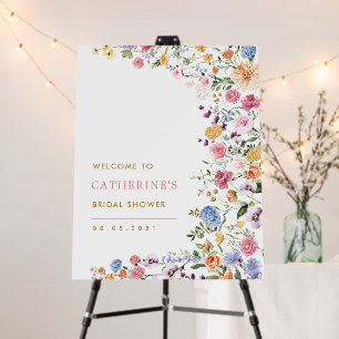 Colorful Spring Wildflower Bridal Shower Welcome Foam Board