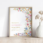 Colorful Spring Wildflower Bridal Shower Welcome Poster at Zazzle