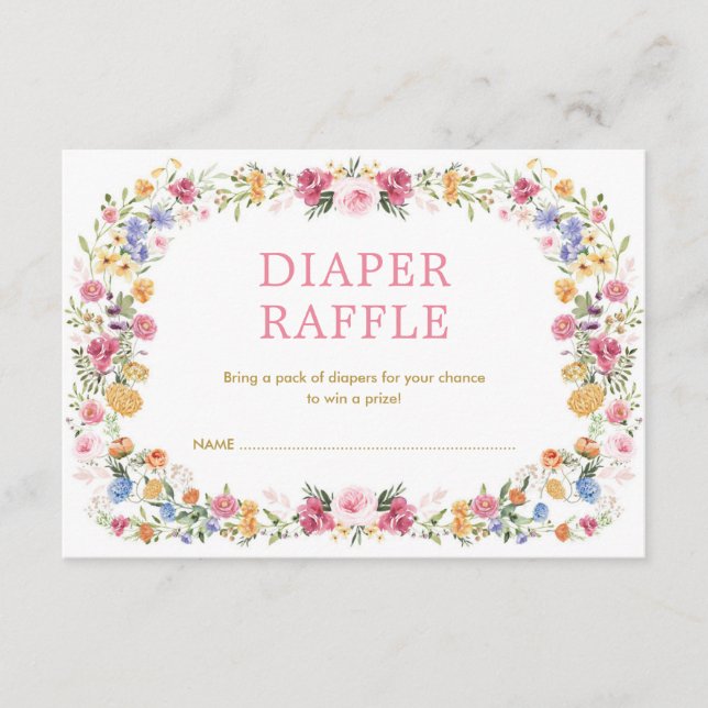 Colorful Spring Wildflower Garden Diaper Raffle Enclosure Card (Front)
