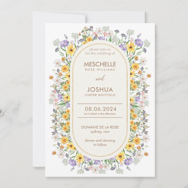 Colorful Spring Wildflower, Garden Flowers Wedding Invitation (Front)