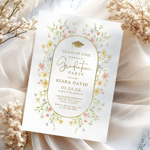 Colorful Spring Wildflower Garden Graduation Party Invitation