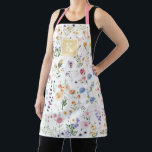 Colorful Spring Wildflower Garden Pattern Monogram Apron<br><div class="desc">This elegant design features cheerful watercolor wildflowers mixed with lush greenery foliage. Personalize the apron with your monogram or initial.</div>