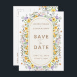 Colorful Spring Wildflower Garden Save the Date Announcement Postcard<br><div class="desc">Impress your guests with this classy save the date card. The cheerful design features colorful watercolor wildflowers</div>