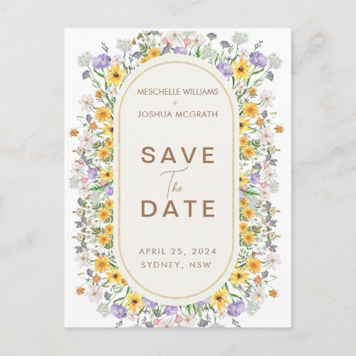 Colorful Spring Wildflower Garden Save the Date Announcement Postcard