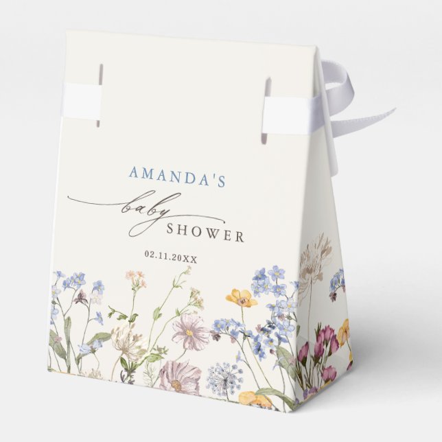 Colorful Spring Wildflower Meadow  Baby Shower Favor Boxes (Back Side)