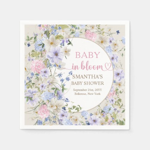 Colorful Spring Wildflower Meadow boho Baby Shower Napkins