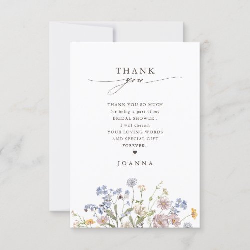 Colorful Spring Wildflower Meadow  Bridal Shower Thank You Card