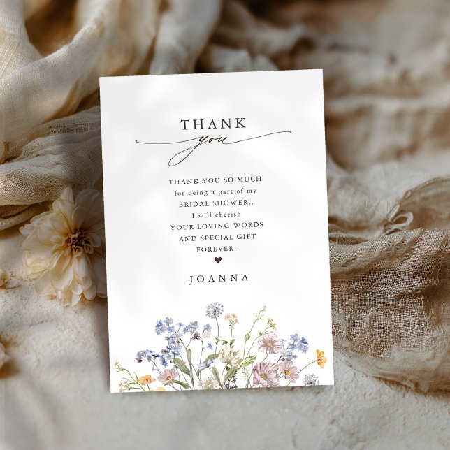 Colorful Spring Wildflower Meadow  Bridal Shower Thank You Card (Colorful Spring Wildflower Meadow Bridal Shower Thank You Card)