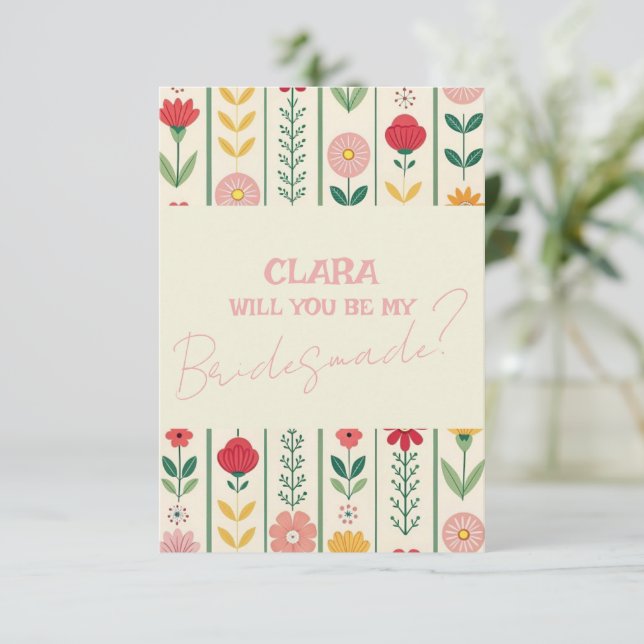 Colorful Spring Wildflower Meadow Garde Bridesmade Invitation (Standing Front)
