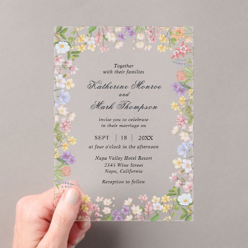 Colorful Spring Wildflower Meadow Garden Acrylic Invitations