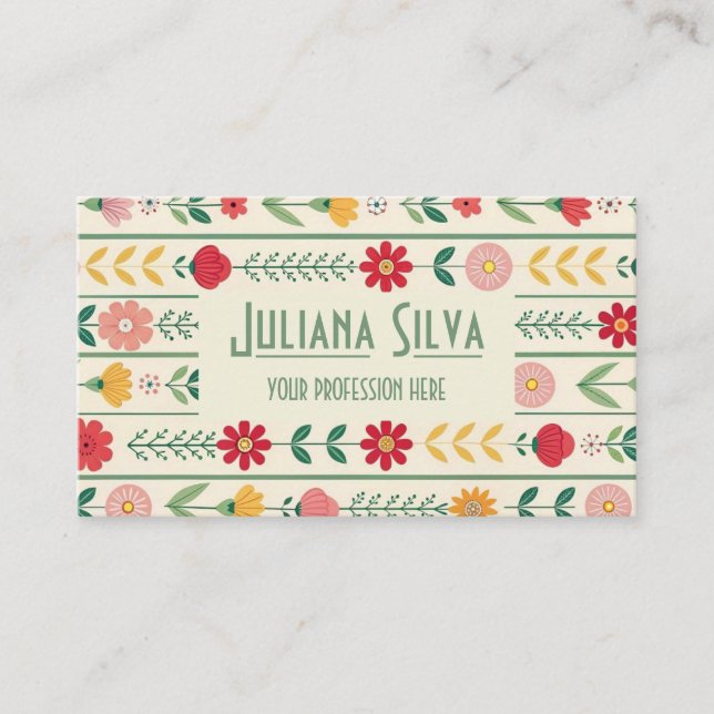 Colorful Spring Wildflower Meadow Garden Business Card (Front)