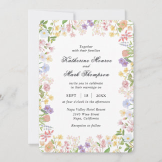 Colorful Spring Wildflower Meadow Garden Invitation