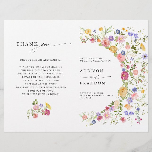 Colorful Spring Wildflower Meadow Garden Program (Front)