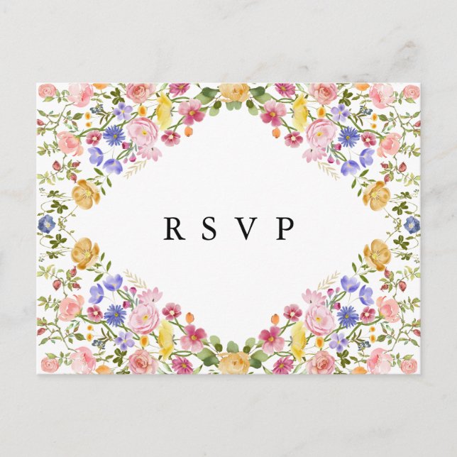 Colorful Spring Wildflower Meadow Garden RSVP Postcard (Front)