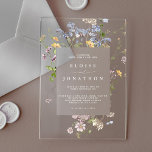 Colorful Spring Wildflower Meadow Garden Wedding  Acrylic Invitations<br><div class="desc">Capture the beauty of nature on your special day with our exquisite wildflower watercolor wedding invitations. Elegant, unique, and blooming with love. Use the text fields to personalize your design with your own wording and details. If you want to change the font style, color or text placement, simply click the...</div>