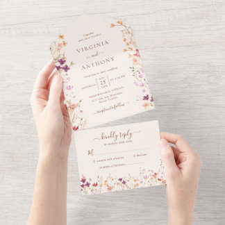 Colorful Spring Wildflower Meadow Garden Wedding  All In One Invitation