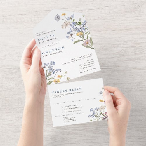 Colorful Spring Wildflower Meadow Garden Wedding   All In One Invitation