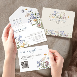 Colorful Spring Wildflower Meadow Garden Wedding   All In One Invitation