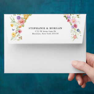 Colorful Spring Wildflower Meadow Garden Wedding  Envelope
