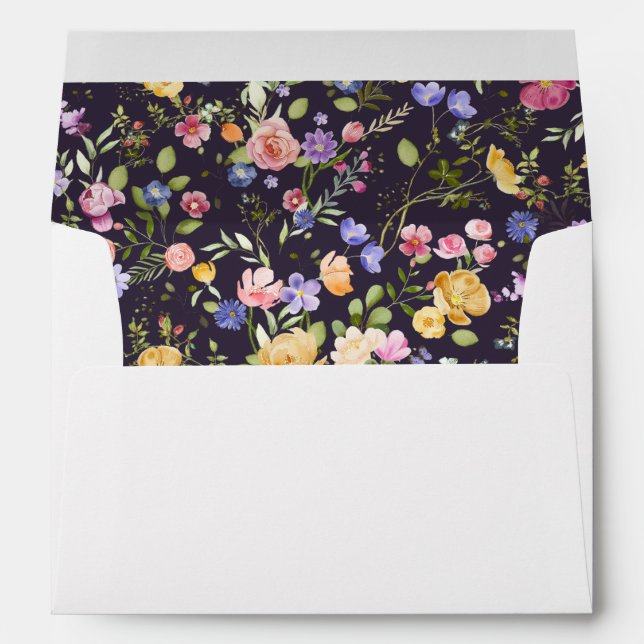 Colorful Spring Wildflower Meadow Garden Wedding  Envelope (Back (Bottom))
