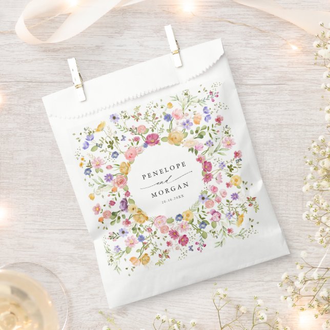 Colorful Spring Wildflower Meadow Garden Wedding Favor Bag (Clipped)