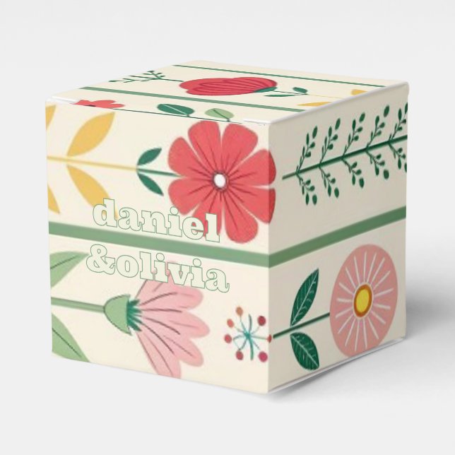 Colorful Spring Wildflower Meadow Garden Wedding Favor Boxes (Front Side)