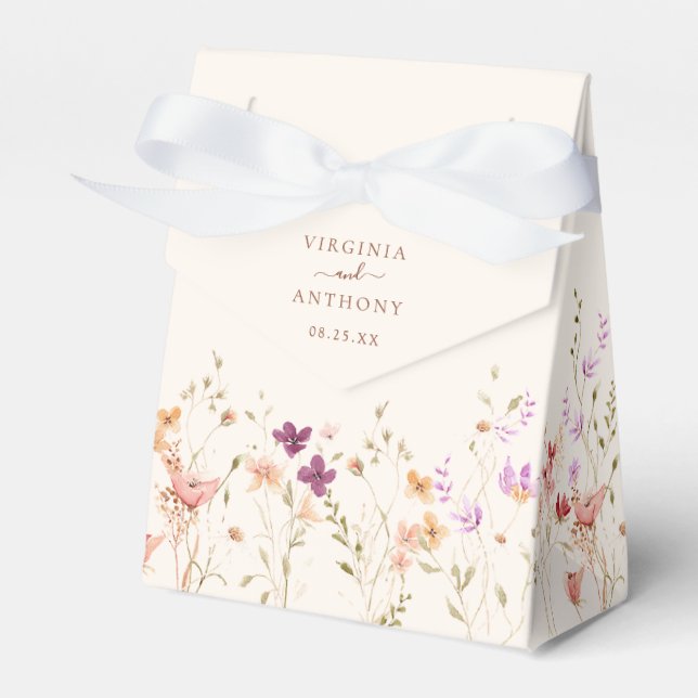 Colorful Spring Wildflower Meadow Garden Wedding  Favor Boxes (Front Side)