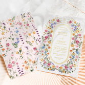 Colorful Spring Wildflower Meadow Garden Wedding  Acrylic Invitations