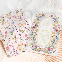 Colorful Spring Wildflower Meadow Garden Wedding Foil Invitation