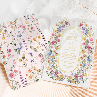 Colorful Spring Wildflower Meadow Garden Wedding Foil Invitation