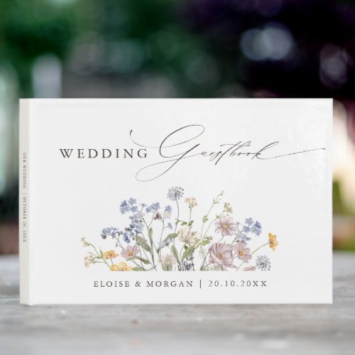 Colorful Spring Wildflower Meadow Garden Wedding  Guest Book